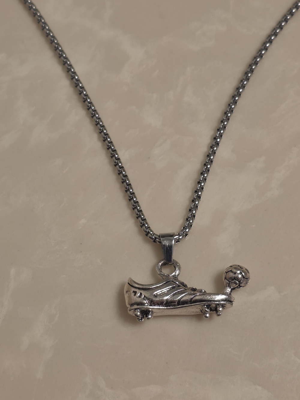 Stainless Steel  Soccer Cleat Pendant Necklace